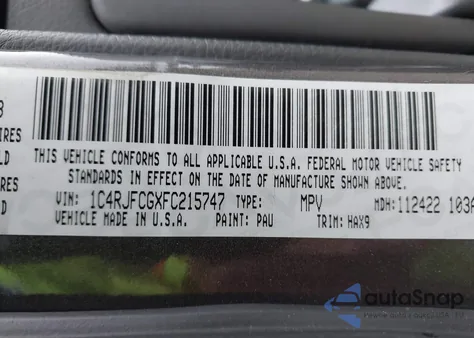 2015 Jeep Grand Cherokee High Altitude from USA, damaged, VIN 1C4RJFCGXFC215747